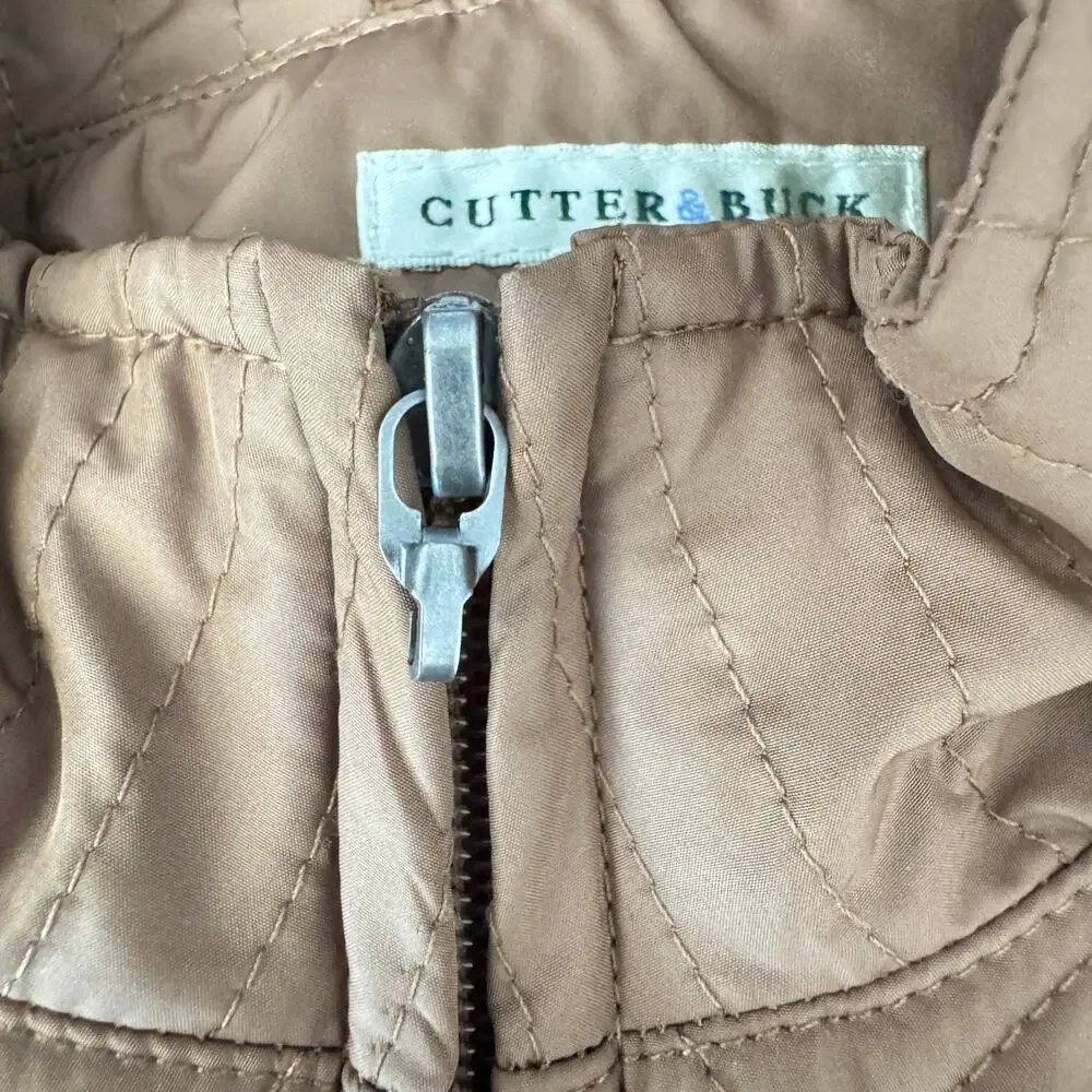 CUTTER & BUCK Tan Lightweight Quilted Jacket Womens Large Neutral Minimalist